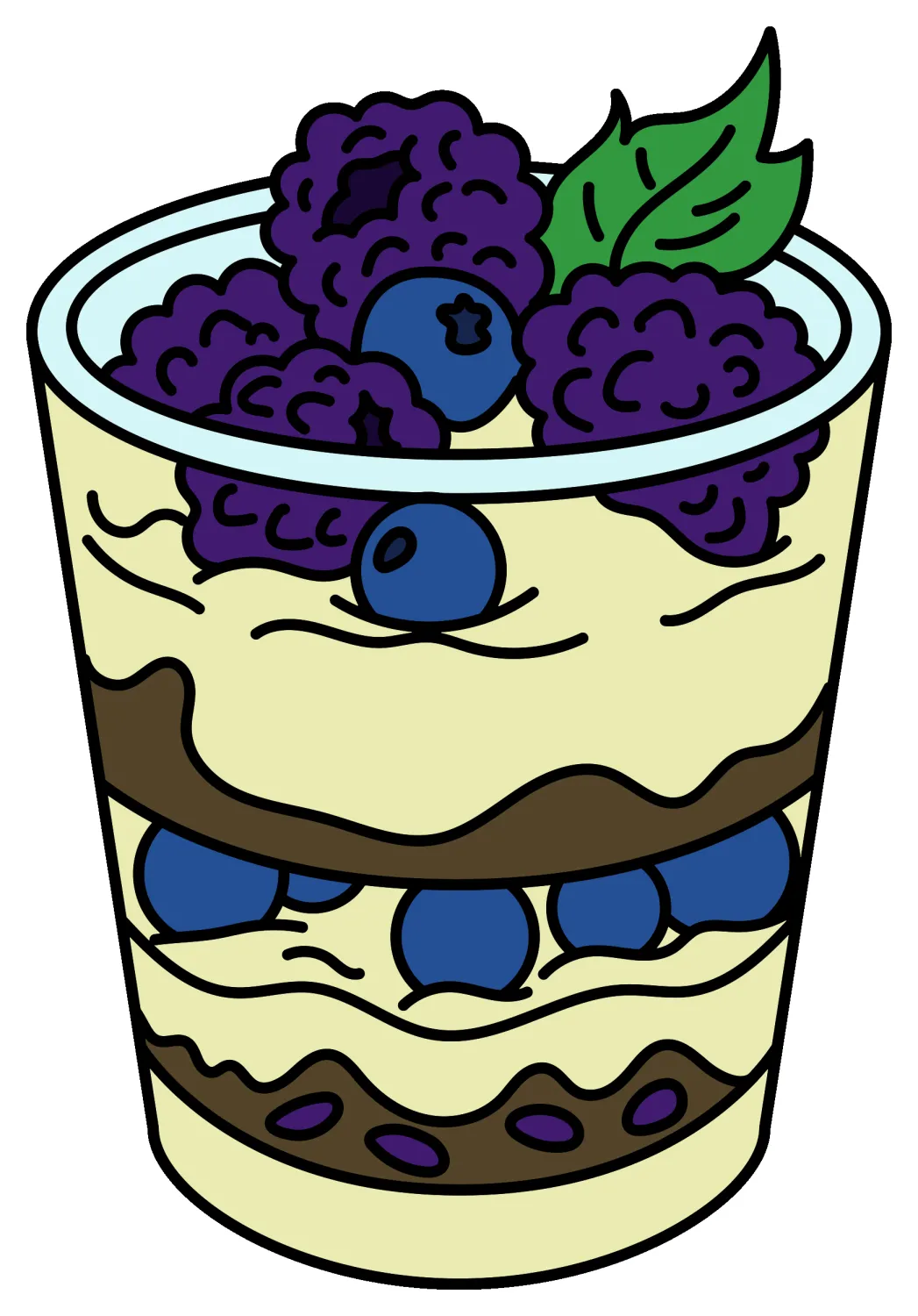Berries with Cream in a Cup 🍓🍰🧁 Coloring Page