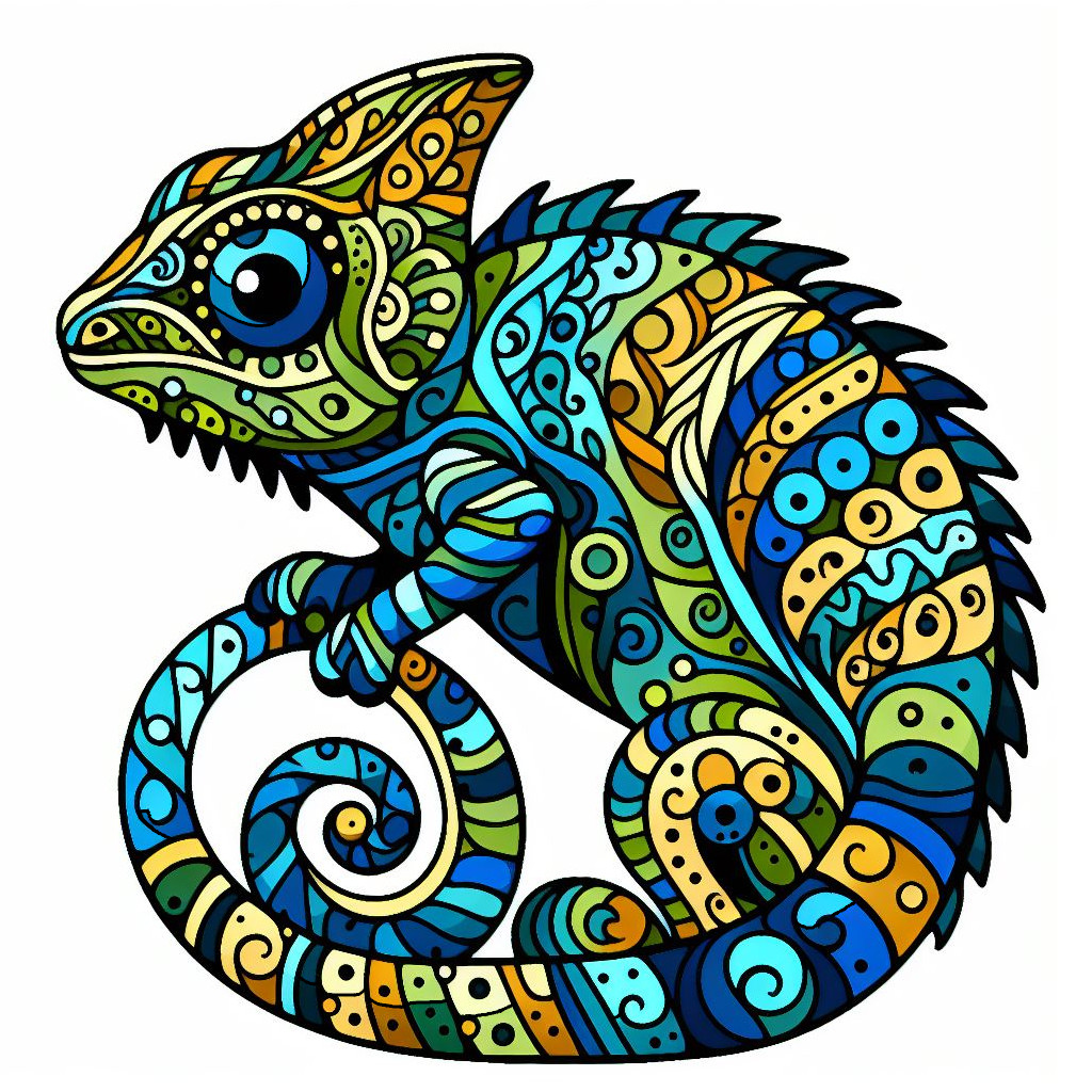 Chameleon 🌈🦎✨ Coloring Page