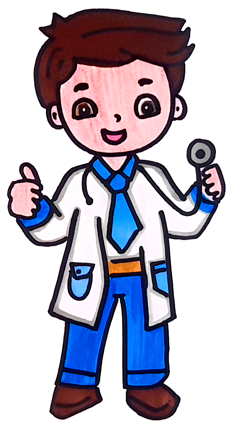 Cheerful Doctor with Stethoscope and Thumbs Up 👨‍⚕️🩺👍 Coloring Page