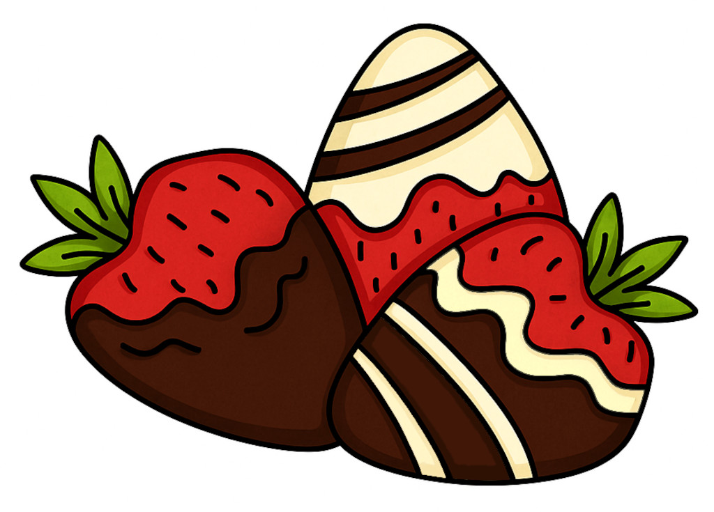 Chocolate Dipped Strawberries Sweet Fruit Dessert for Kids Fun 🍓🍫🎉 Coloring Page