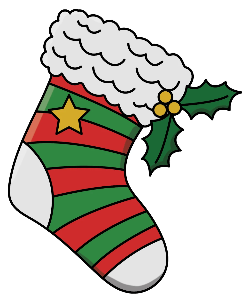 Christmas Stocking with Star and Holly 🧦✨🌟 Coloring Page
