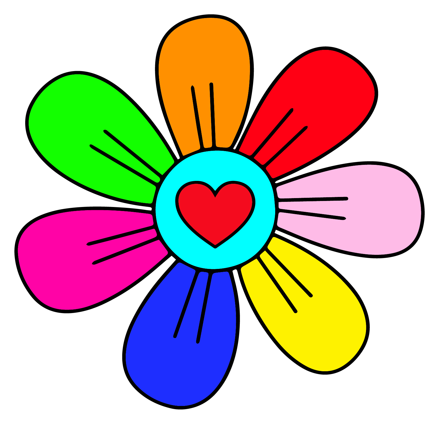 A cheerful flower with a heart in the center 🌸💖🌼 Coloring Page