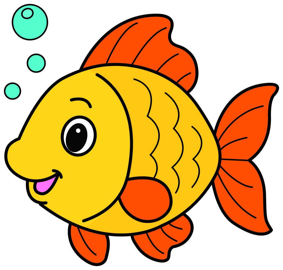 Cute Fish with Bubbles and Smile 🐠😊🐠 Clipart Illustration