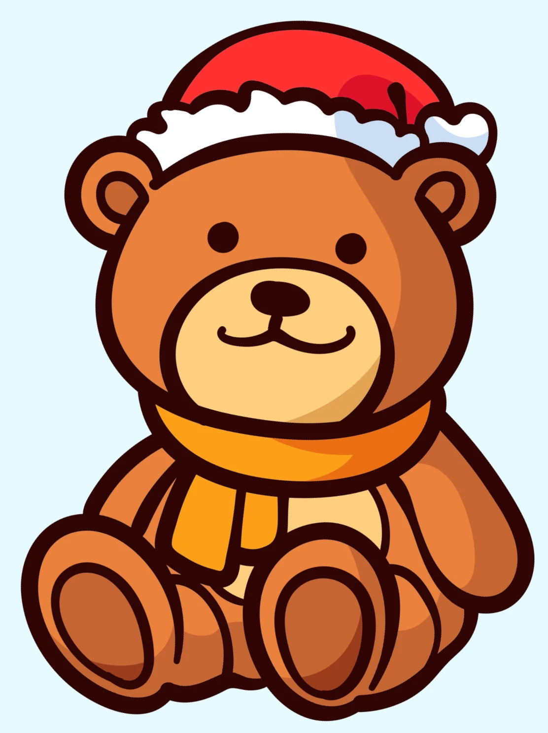 Cute Little Teddy Bear with Scarf and Christmas Hat 🧸🎄🎅 Clipart ...
