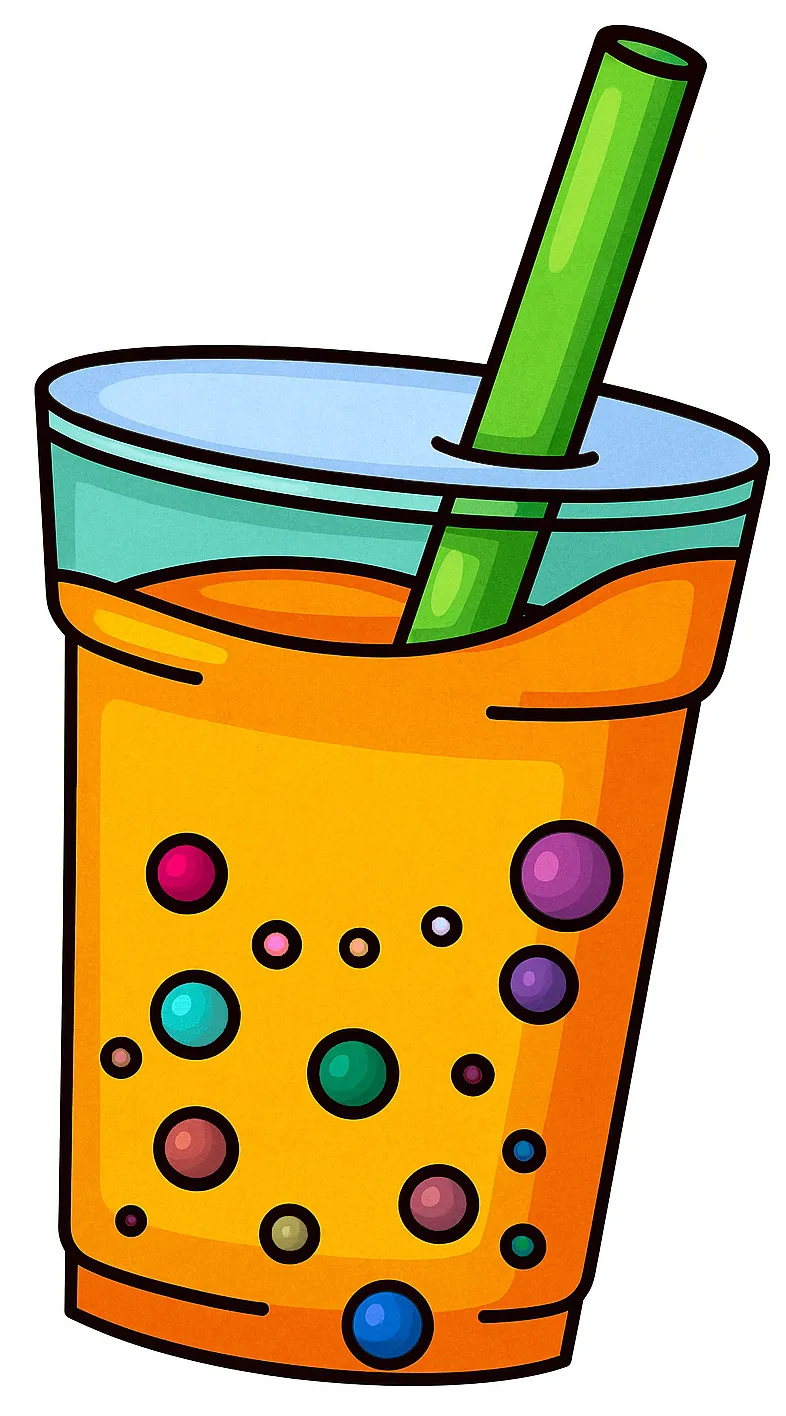 Cute Bubble Tea with Boba Pearls 🍹🌞✨🎈 Coloring Page