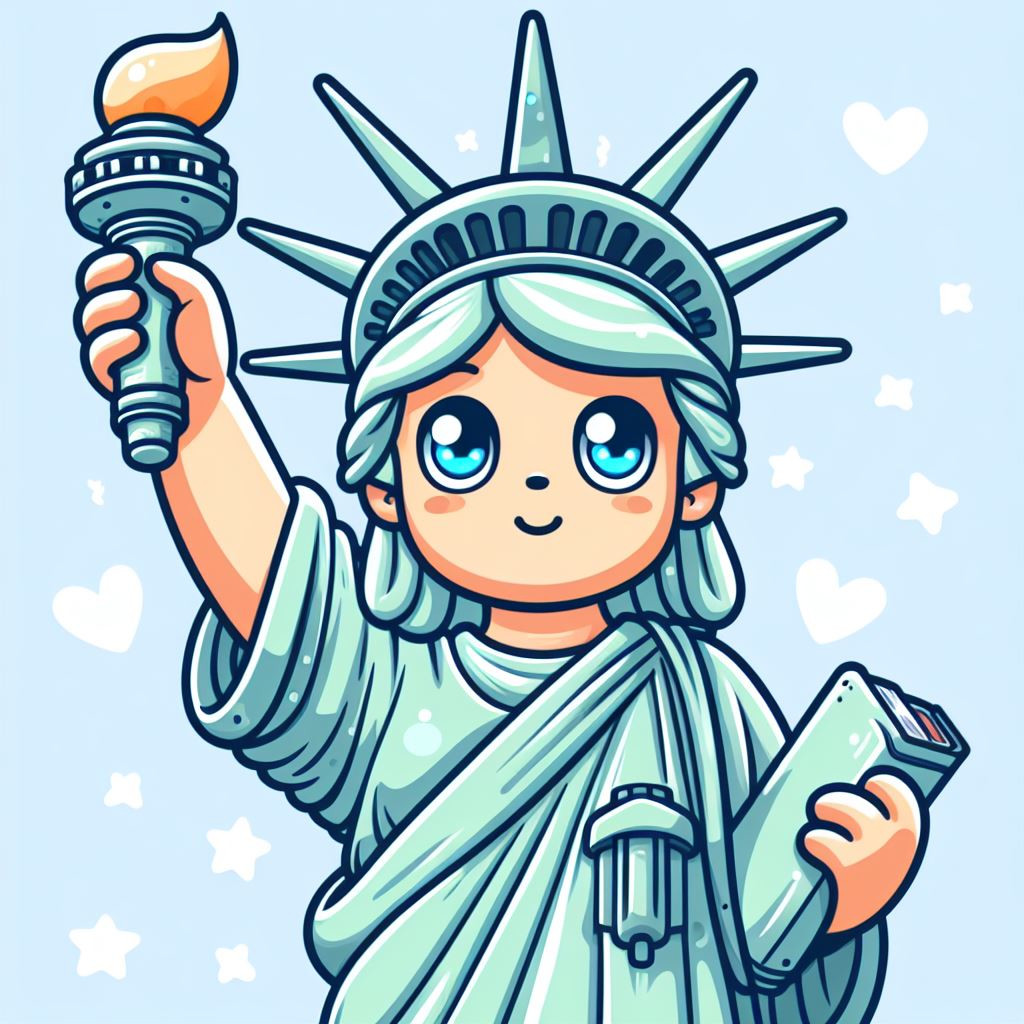Cute Statue of Liberty New York 🗽🔥🇺🇸 Coloring Page