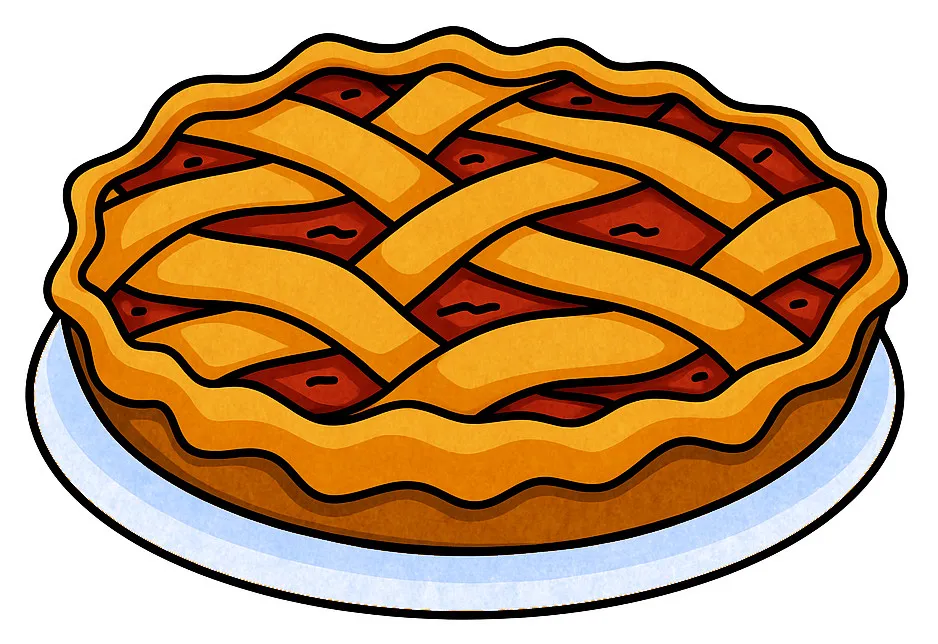 Delicious Pie with Crispy Crust and Lattice Topping on a Plate 🥧🍽️✨😋🍴 Coloring Page