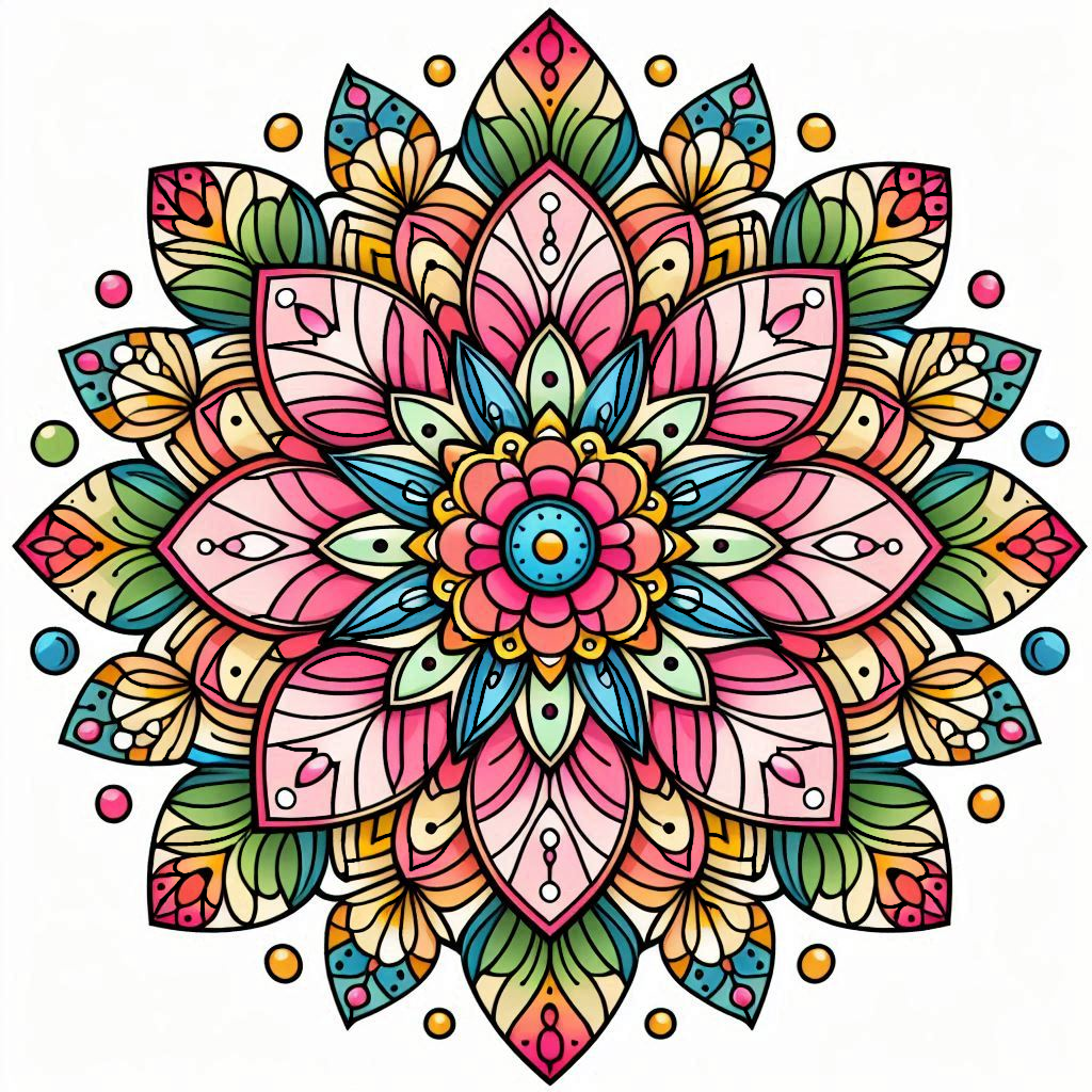 Flower Mandala 🌸🌼🌀✨ Coloring Page