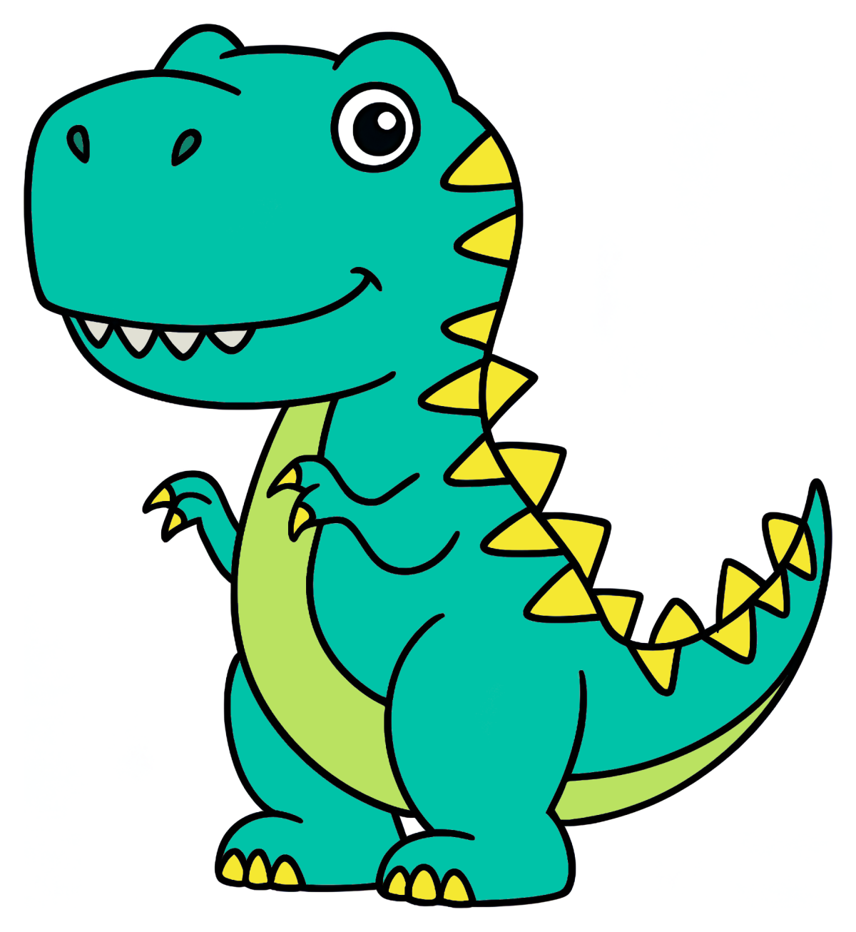 Friendly T-Rex Dinosaur with a Big Smile 🦖🌟🦕 Coloring Page