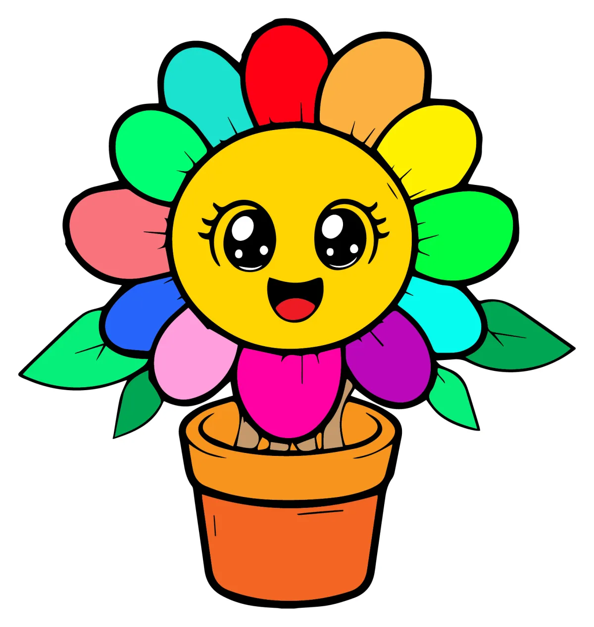 Happy Sunflower with a Cheerful Face 🌻🌞😊 Coloring Page