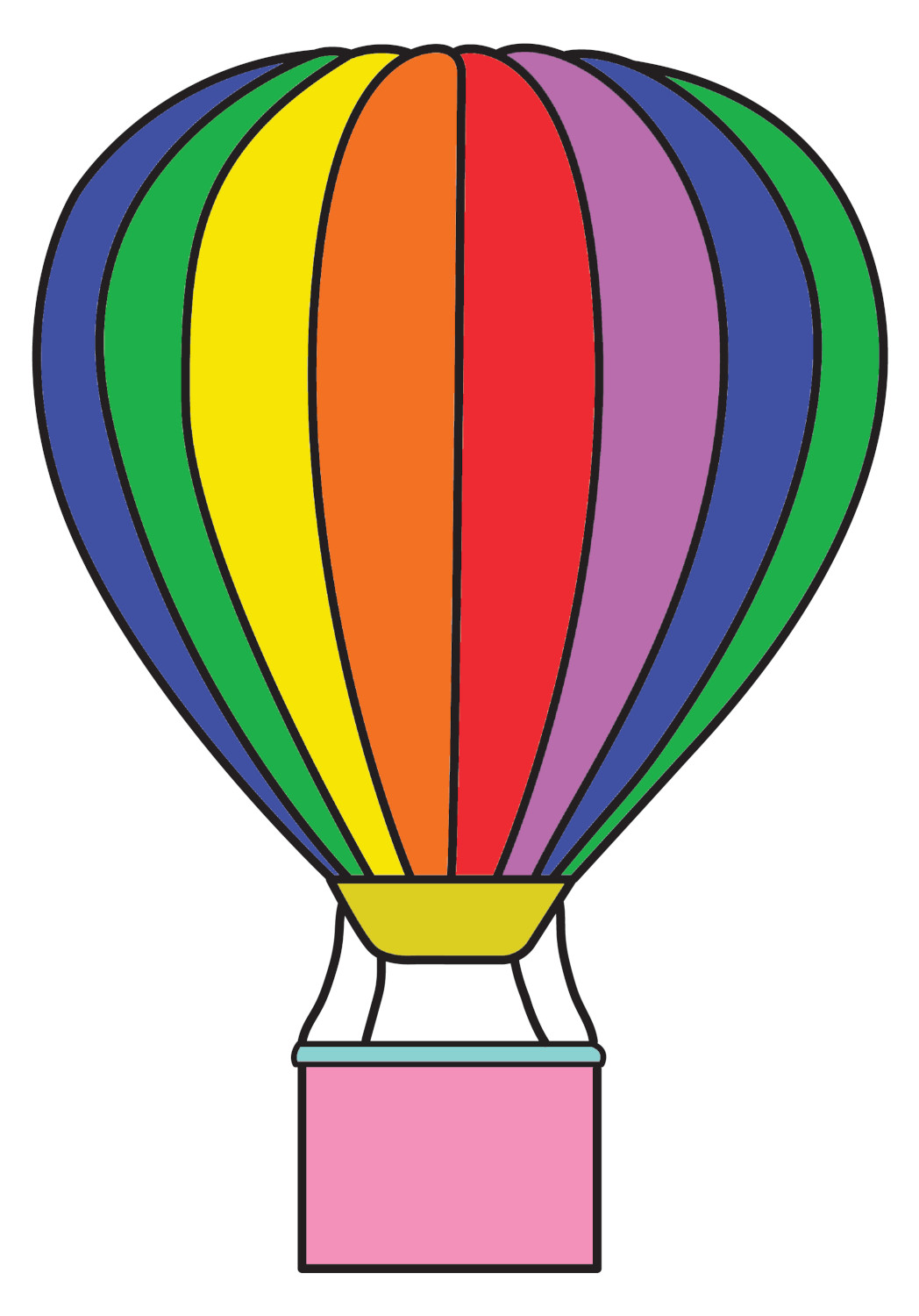 Hot Air Balloon with Rainbow Stripes 🎈🌈 Coloring Page