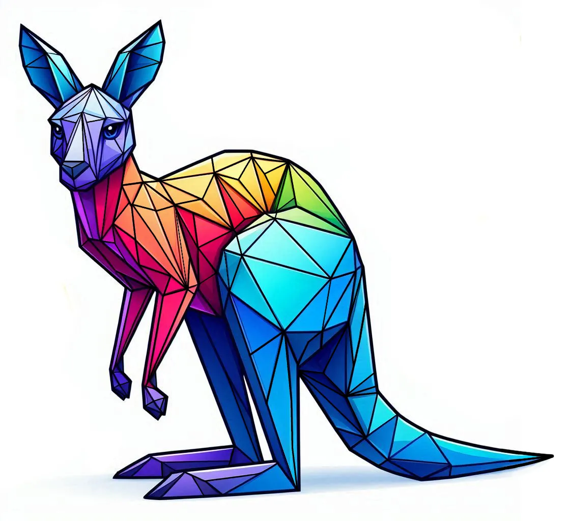 Kangaroo Low Poly Origami Style 🦘📐🇦🇺✨ Coloring Page