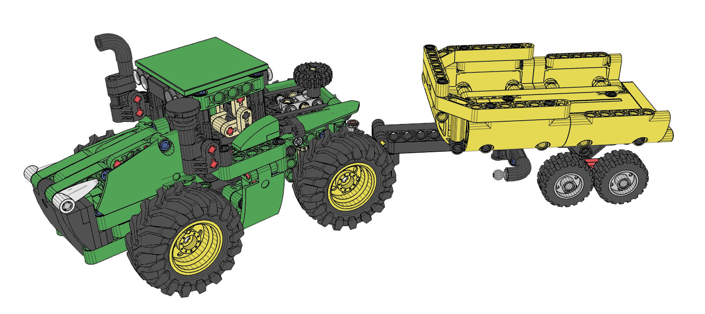 Lego Technic Tractor with Trailer John Deere 9620R 4WD 42136 🚜🧩✨ Coloring Page