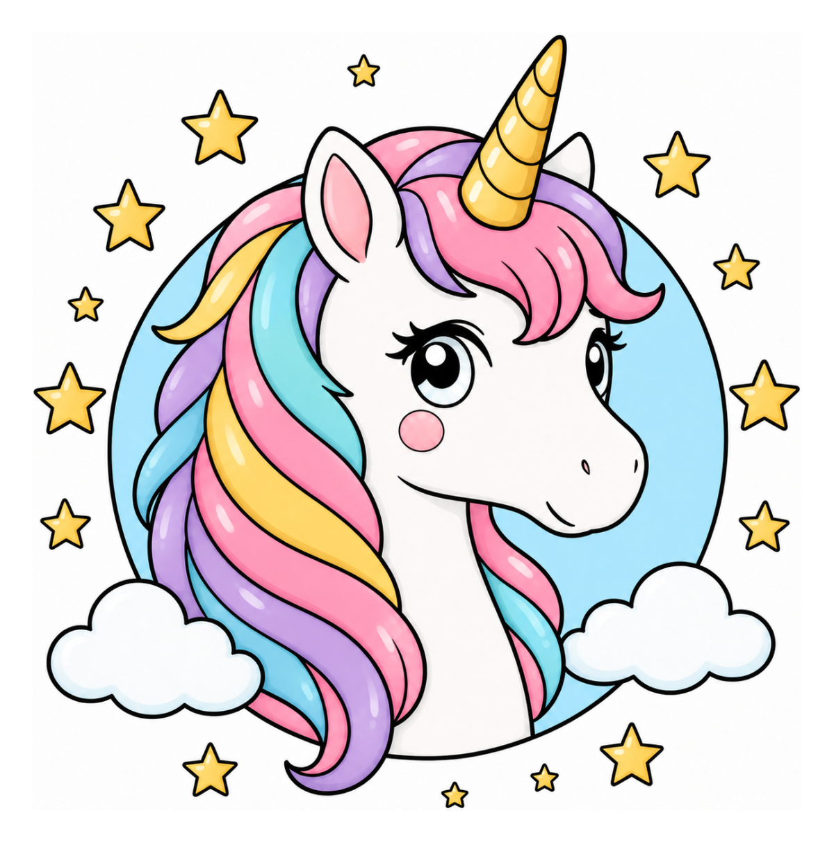 Magical Unicorn with Sparkling Stars 🦄✨🌟 Coloring Page