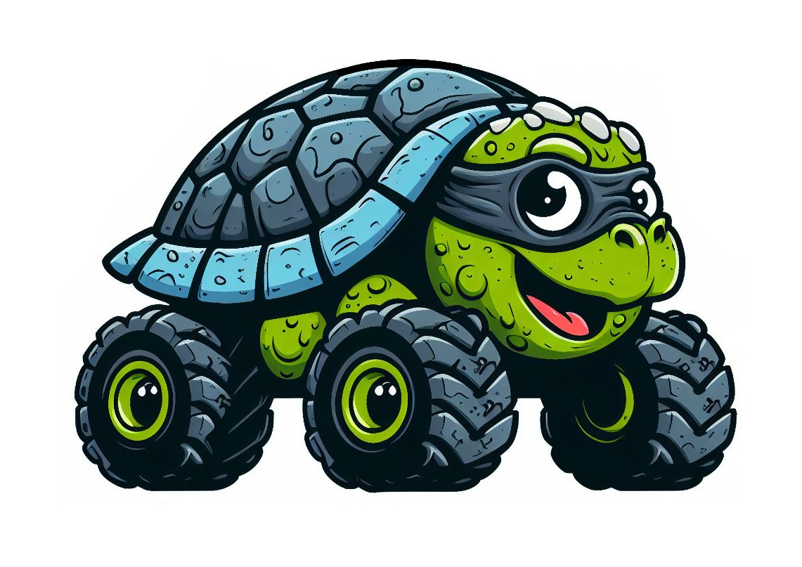 Ninja Turtle on Wheels Monster Truck 🐢🚙💨🎨 Clipart Illustration