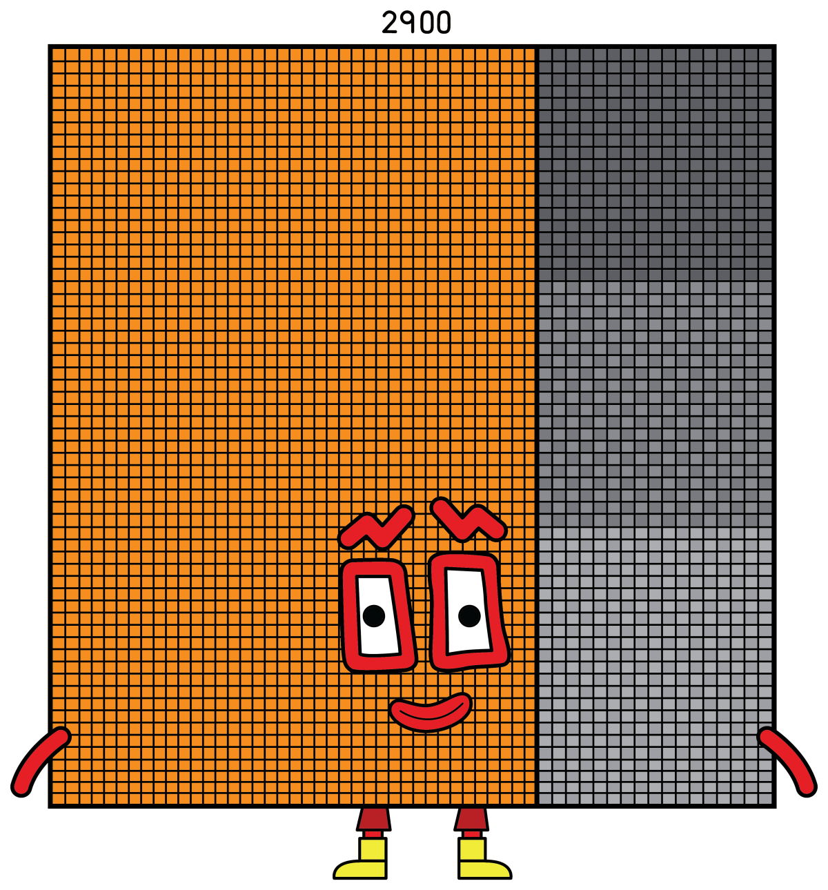 Numberblock 2900 with a Friendly Face and Split Design 🔢🧡 Coloring Page