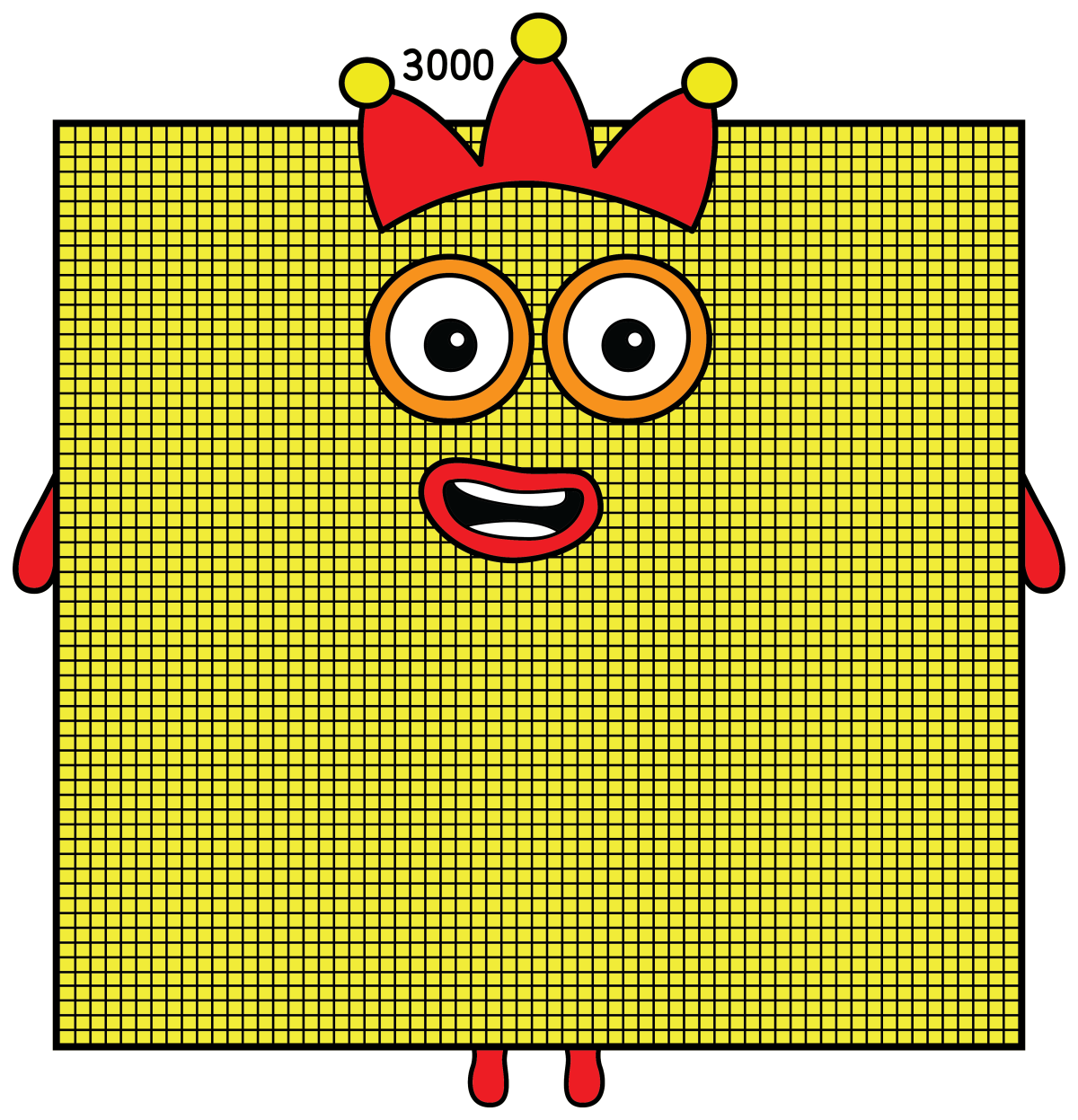 Numberblock 3000: The Giant King of Numbers 👑🔢 Coloring Page