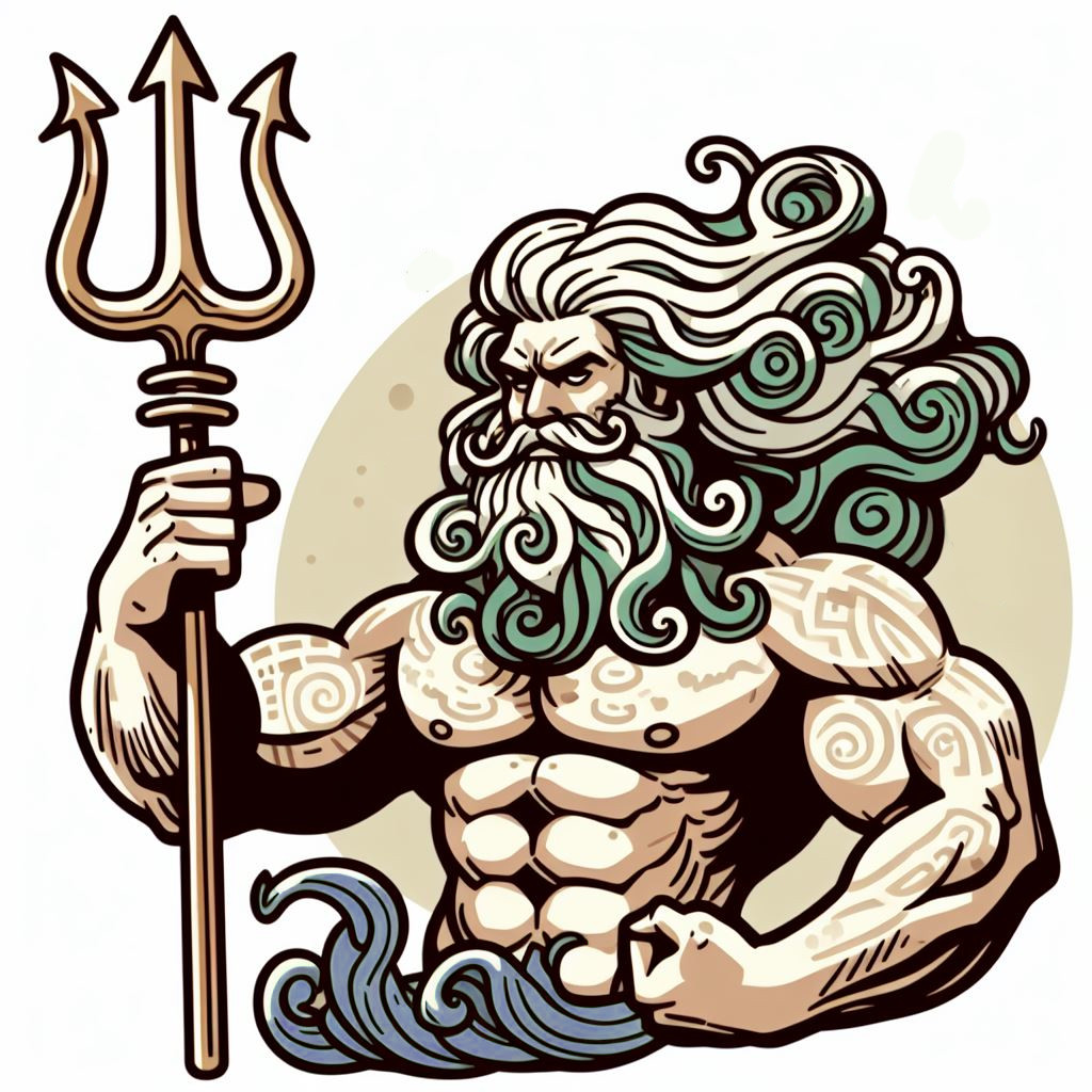 Greek God Poseidon with Trident 💪🌊 Coloring Page