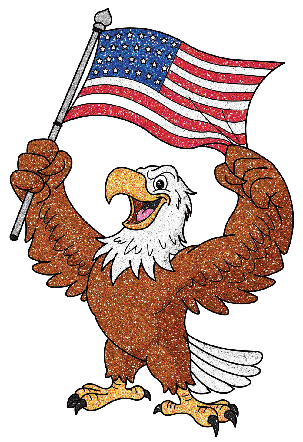 Proud American Eagle Holding the US Flag 🦅🇺🇸🎆 Coloring Page