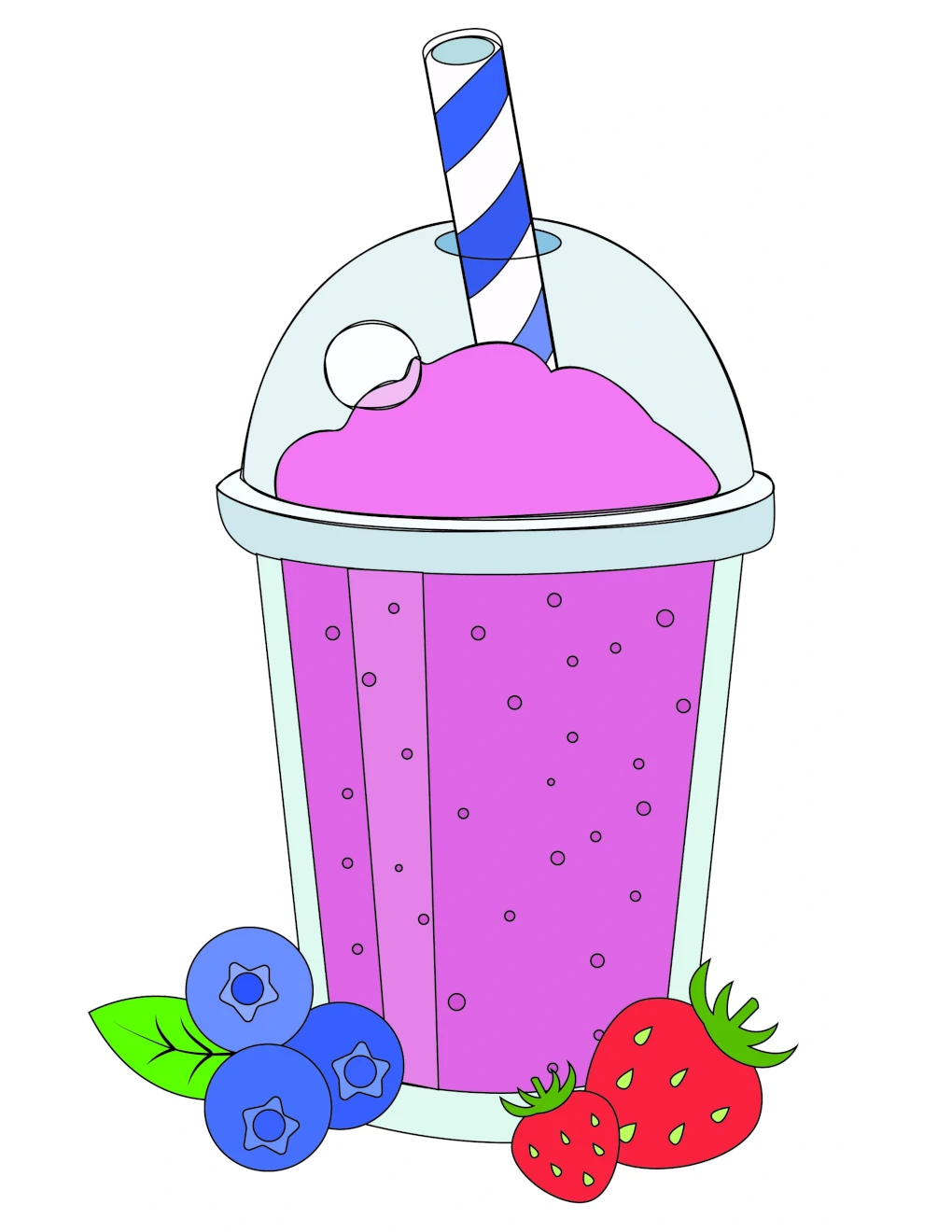 Blueberry Strawberry Smoothie 🍓🥤 Coloring Page