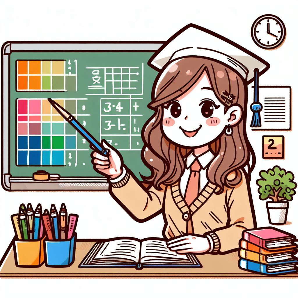 Teacher Pointing at Blackboard ✏️👩‍🏫📚 Coloring Page