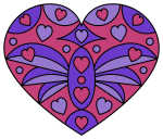 Abstract Heart Pattern with Intricate Design 💖💜❤️ Colored Example