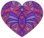 Abstract Heart Pattern with Intricate Design 💖💜❤️ Colored Example