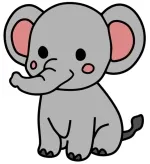 Adorable Baby Elephant Sitting with a Cheerful Face 🐘🌿😊 Colored Example