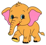 Adorable Baby Elephant with a Friendly Smile 🐘🌿💕 Colored Example