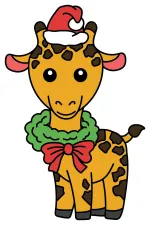 Adorable Baby Giraffe with Christmas Accessories 🦒🎄🎀 Colored Example
