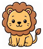 Adorable Baby Lion Sitting with a Playful Expression 🦁🐾😊 Colored Example