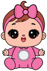 Adorable Baby with a Big Bow and a Surprised Expression 👶🎀😮 Colored Example