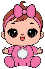 Adorable Baby with a Big Bow and a Surprised Expression 👶🎀😮 Colored Example