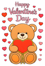 Adorable Bear Holding Heart for Valentine Colored Example