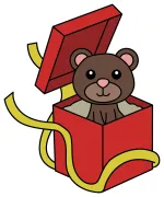 Adorable Bear in a Gift Box with a Bow 🐻🎁🎀 Colored Example