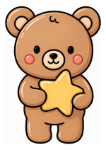 Adorable Bear with a Golden Star Holding It 🐻🌟💛 Colored Example