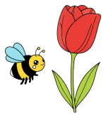 Adorable Bee Flying Towards Tulip Flower 🐝🌷🌼 Colored Example