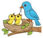 Adorable Bird Family in a Cozy Nest with Birds 🐦🐥🌿 Colored Example