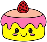 Adorable Birthday Cake with a Funny Face and Fruit Topping 🎂🍓🎉 Colored Example