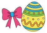 Adorable Bow with Easter Egg Coloring Page 🎀🐰🥚 Colored Example