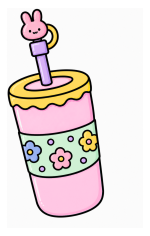 Adorable Bunny Drinking Bottle with Floral Design 🐰💧🌸 Colored Example