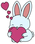 Adorable Bunny Hugging a Heart with Love 🐰💖🐇 Colored Example