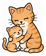 Adorable Cat and Kitten Sitting Together 🐱💕😊 Colored Example