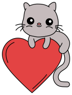 Adorable Cat Holding a Heart with a Friendly Smile 🐱💖😊 Colored Example