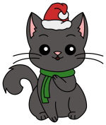 Adorable Cat Wearing Christmas Hat and Scarf 🐱🎅🎄 Colored Example