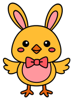 Adorable Chick with Easter Bunny Ears Wearing a Bow Tie 🐥🐰🎀 Colored Example