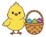 Adorable Chick with Easter Eggs in Basket 🐥🐣🧺 Colored Example