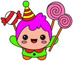 Adorable Clown Girl with Candy and Hat 🎪🎈🤡 Colored Example