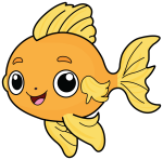 Adorable Cute Fish with a Friendly Face and Wavy Fins 🐟💛 Colored Example