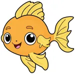 Adorable Cute Fish with a Friendly Face and Wavy Fins 🐟💛 Colored Example